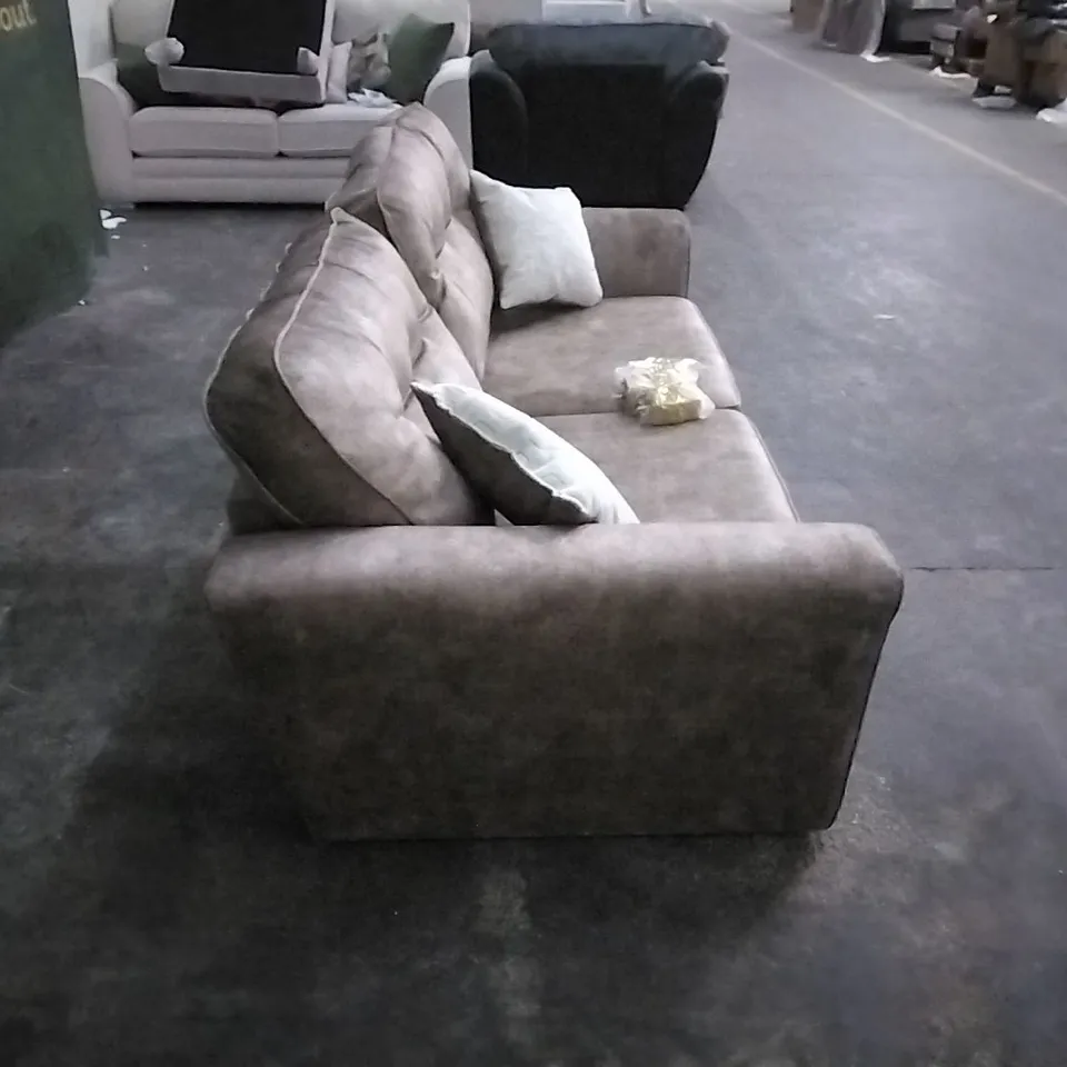QUALITY DESIGNER AMAYA FABRIC 3 SEATER SOFA MARBLE BROWN 