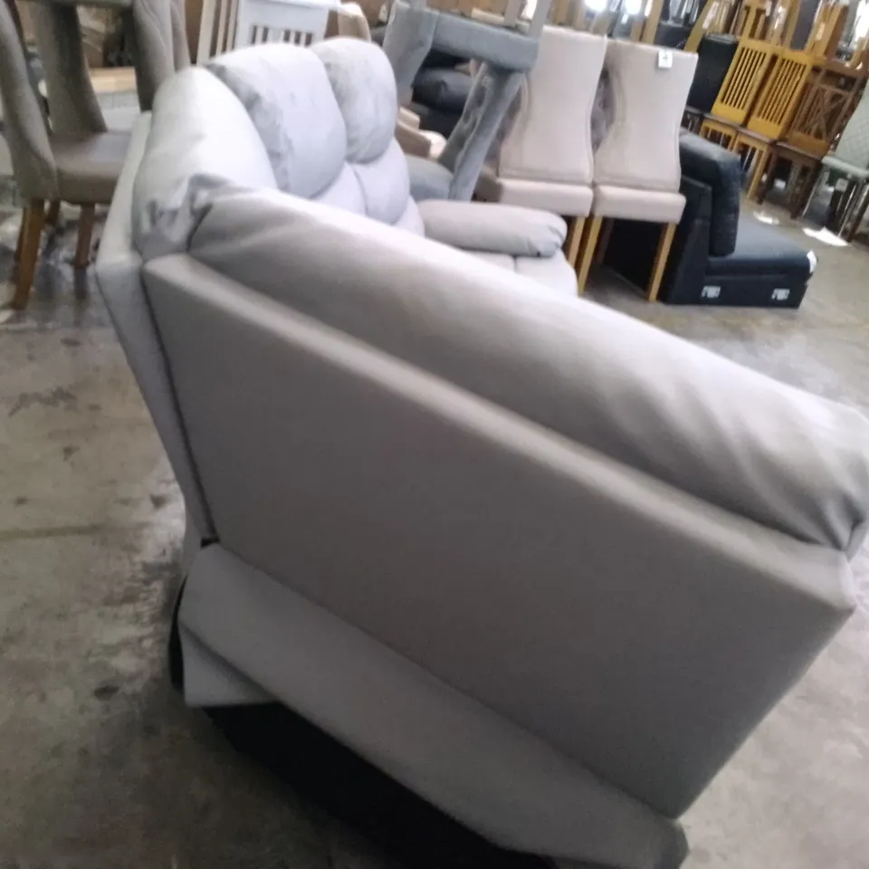 QUALITY DESIGNER SORRENTO LIGHT GREY LEATHER MANUAL RECLINING CORNER GROUP (MISSING RHF SECTION)