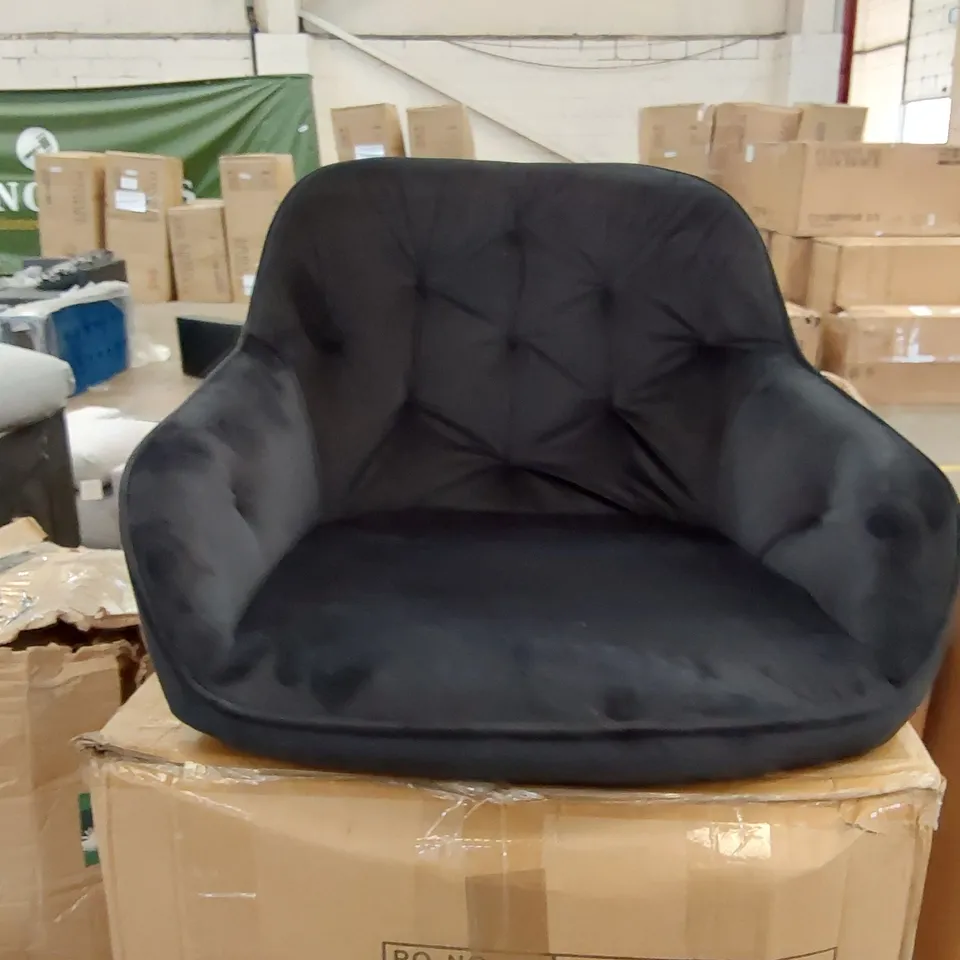 BOXED SET OF 2 DESIGNER BLACK VELVET CHAIR (1 BOX)