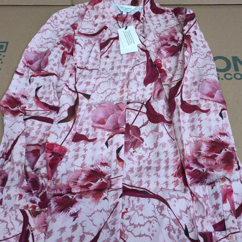 TED BAKER LONDON WOMEN'S PINK FLORAL LONG-SLEEVE SHIRT, SIZE 2
