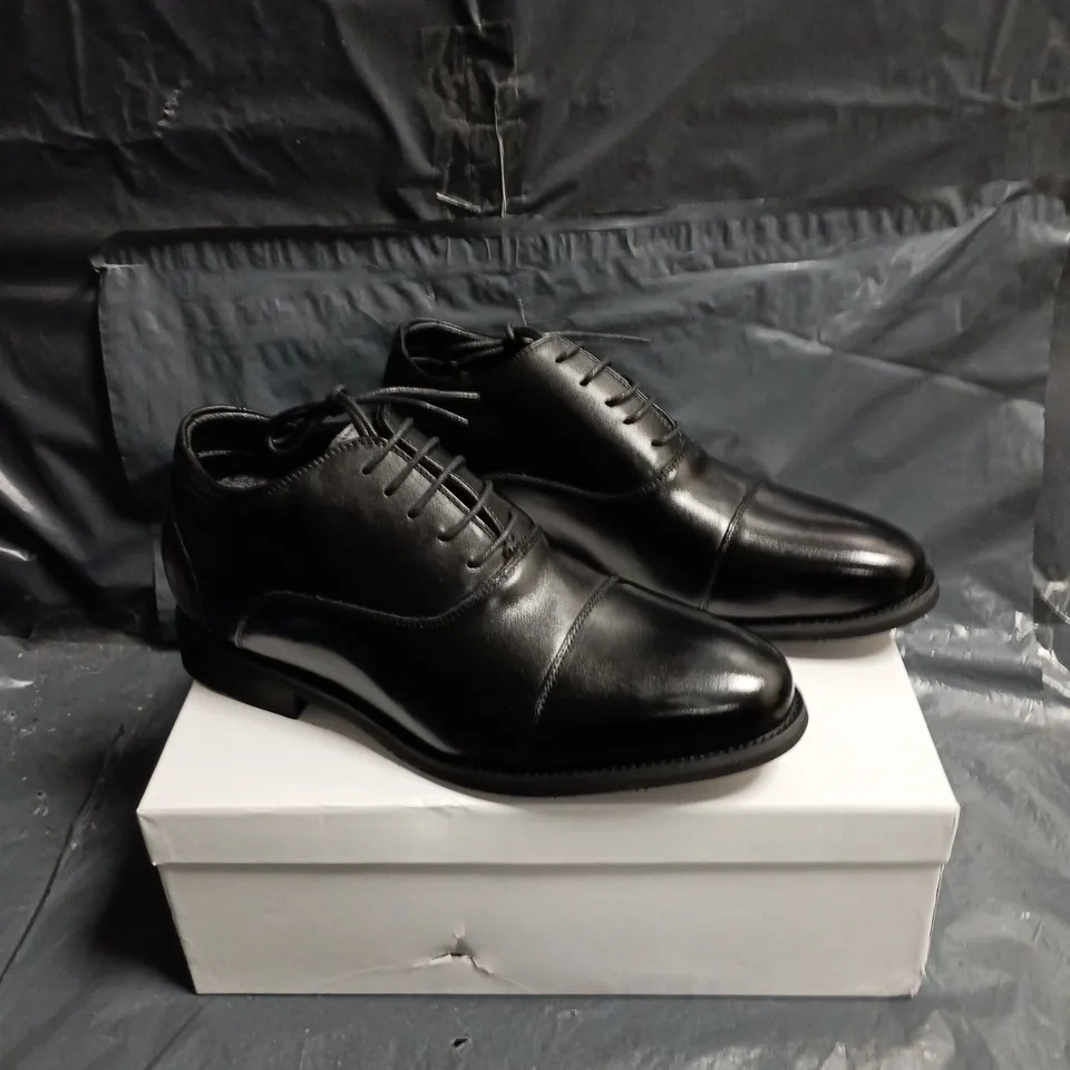 CONZURI MEN'S BLACK LEATHER OXFORD SHOES SIZE 7