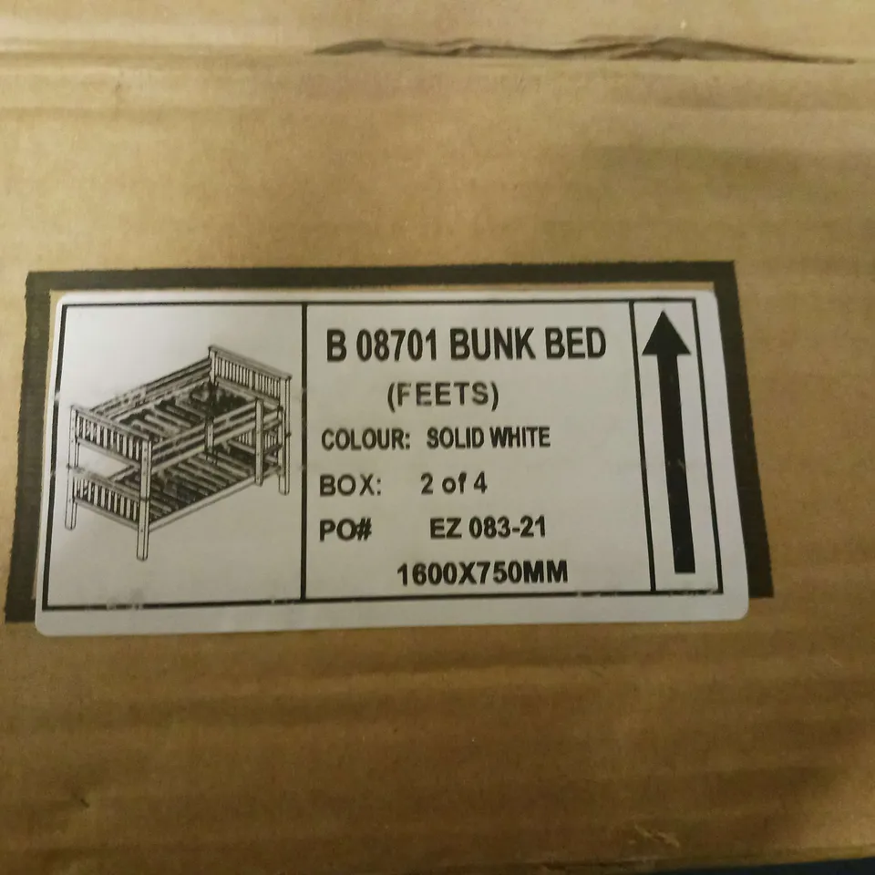 BOXED SOLID WHITE BUNK BED ( FEETS) - COLLECTION ONLY 