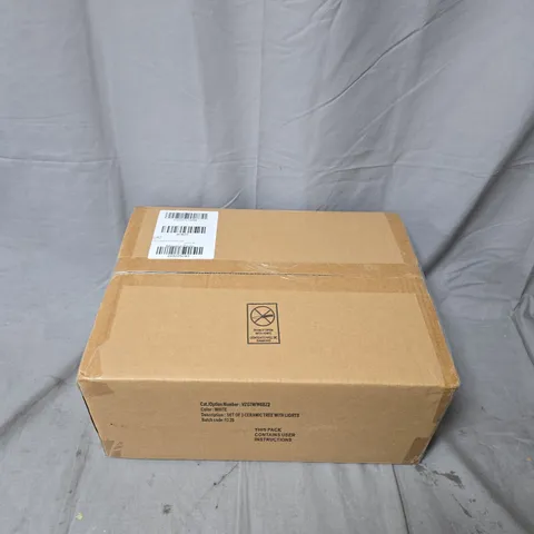 SET OF 3 CERAMIC TREES WITH LIGHTS – WHITE (MISSING PARTS) – BOXED