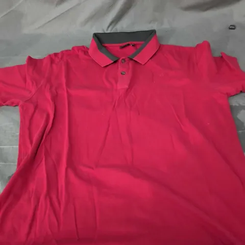 PAUL SMITH POLO SHIRT – RED WITH BLACK COLLAR, UK SIZE L