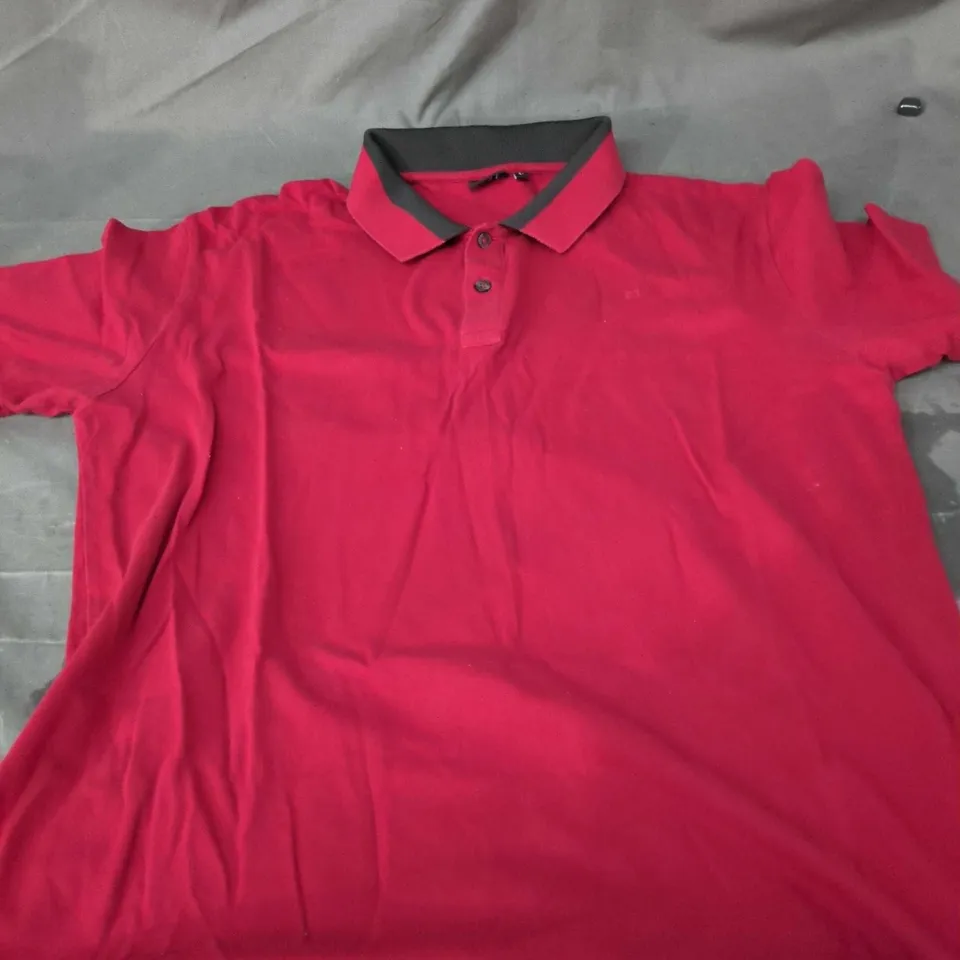 PAUL SMITH POLO SHIRT – RED WITH BLACK COLLAR, UK SIZE L