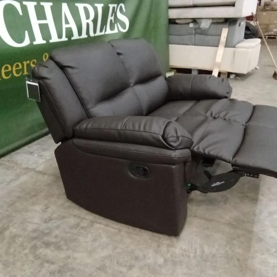 ALBION LUXURY FAUX LEATHER 2 SEATER HIGH BACK MANUAL RECLINER SOFA - CHOCOLATE RRP £539