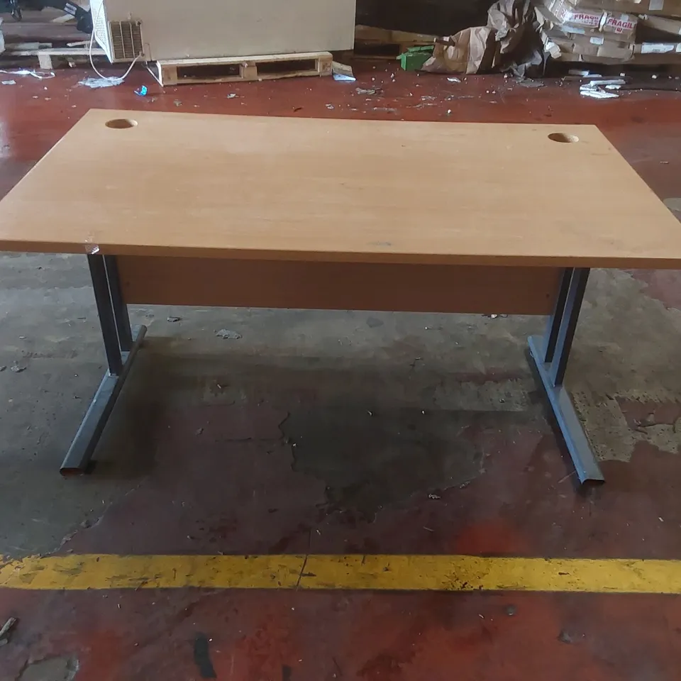 WOODEN DESK WITH METAL LEGS