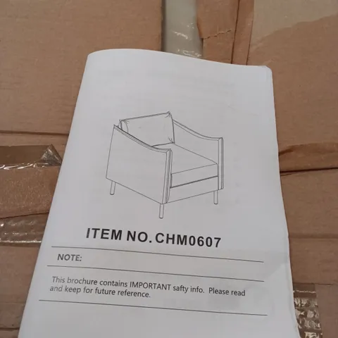 BOXED LEATHER CHAIR - BEIGE (1 BOX)