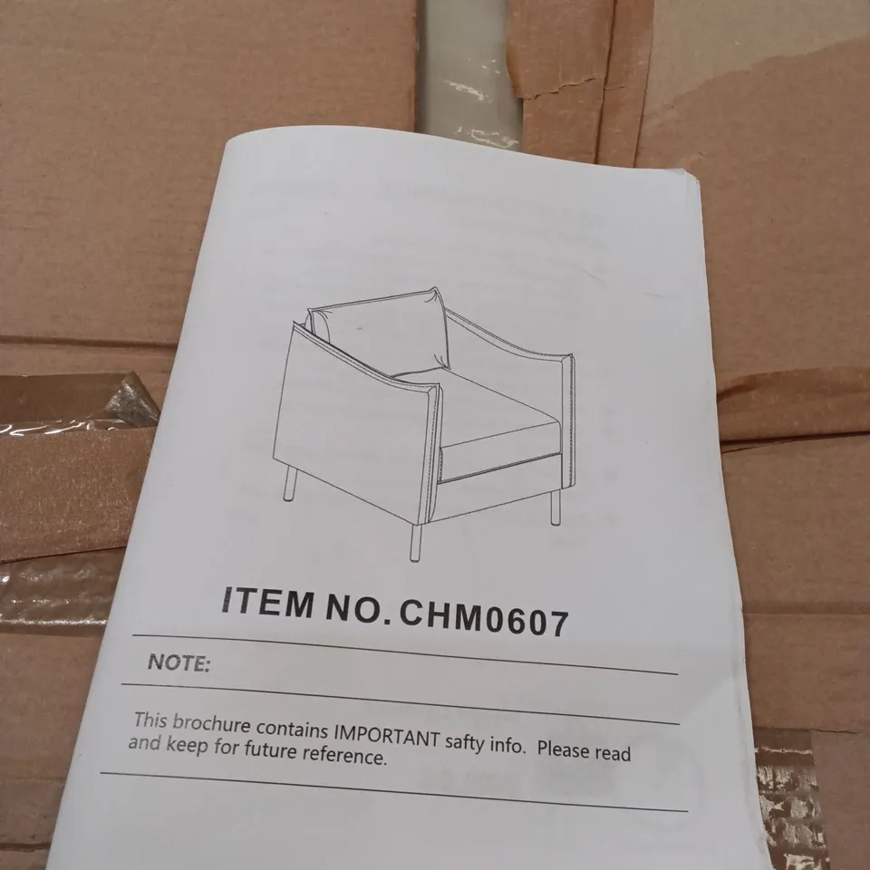 BOXED LEATHER CHAIR - BEIGE (1 BOX)