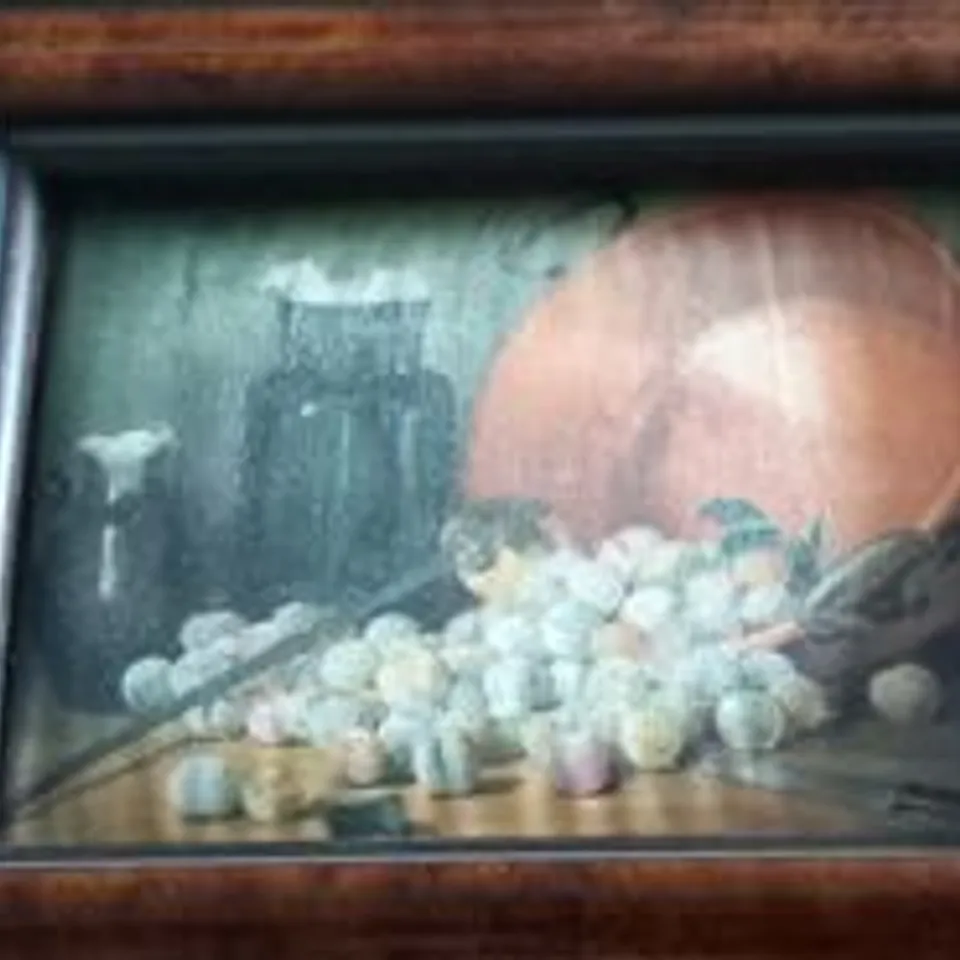 FOUR FRAMED ANTIQUE PADDED SILK EFFECT WALL ART