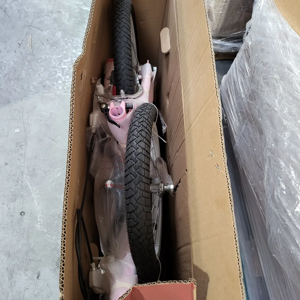 PALLET OF APPROXIMATELY 10 ASSORTED TOOLS, HOME AND KITCHEN APPLIANCES TO INCLUDE BLACK FABRIC FRAME BUILD ABLE WARDROBE, SAWKSIM TABLE SAW, MODEL 81 ELECTRIC FRYER, STITCH PINK CHILDS BIKE, ETC