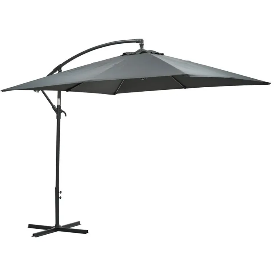 BOXED CORFU 250cm SQUARE PARASOL - BLACK/DARK GREY (1 BOX)