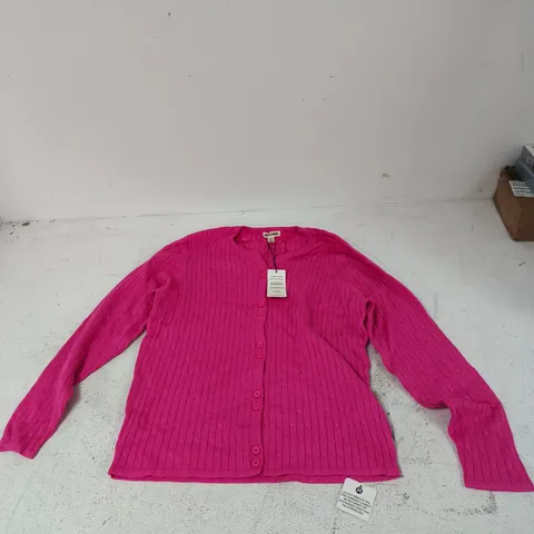 MUDFLOWER PINK RIBBED CARDIGAN, UK 16 (EU 44) β WOMEN'S
