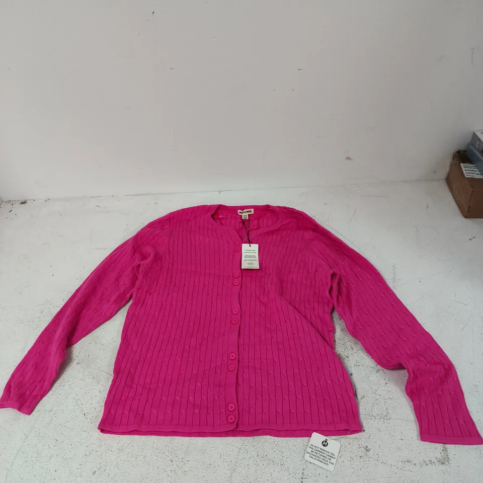 MUDFLOWER PINK RIBBED CARDIGAN, UK 16 (EU 44) – WOMEN'S