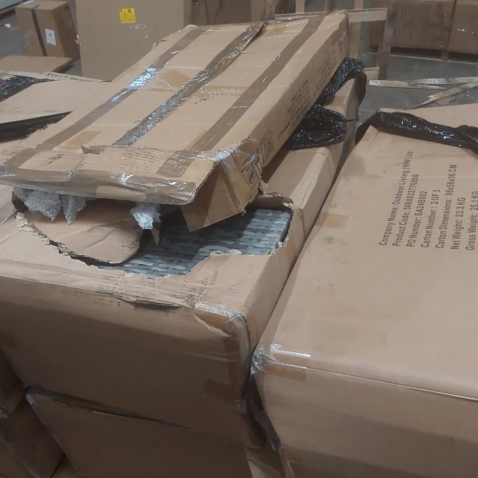 PALLET CONTAINING A VERY LARGE QUANTITY OF ASSORTED DESIGNER GARDEN FURNITURE PARTS