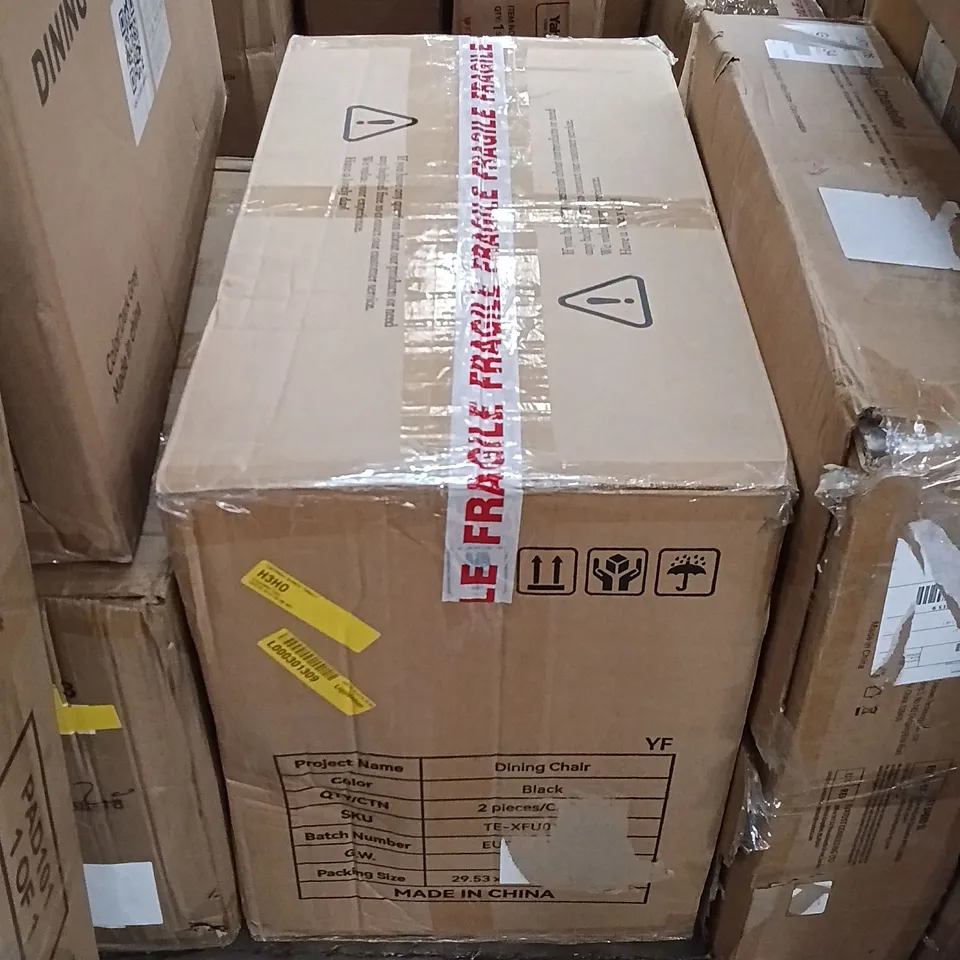 BOXED DINING CHAIRS (SET OF 2) - BLACK/BLACK LEGS (1 BOX)