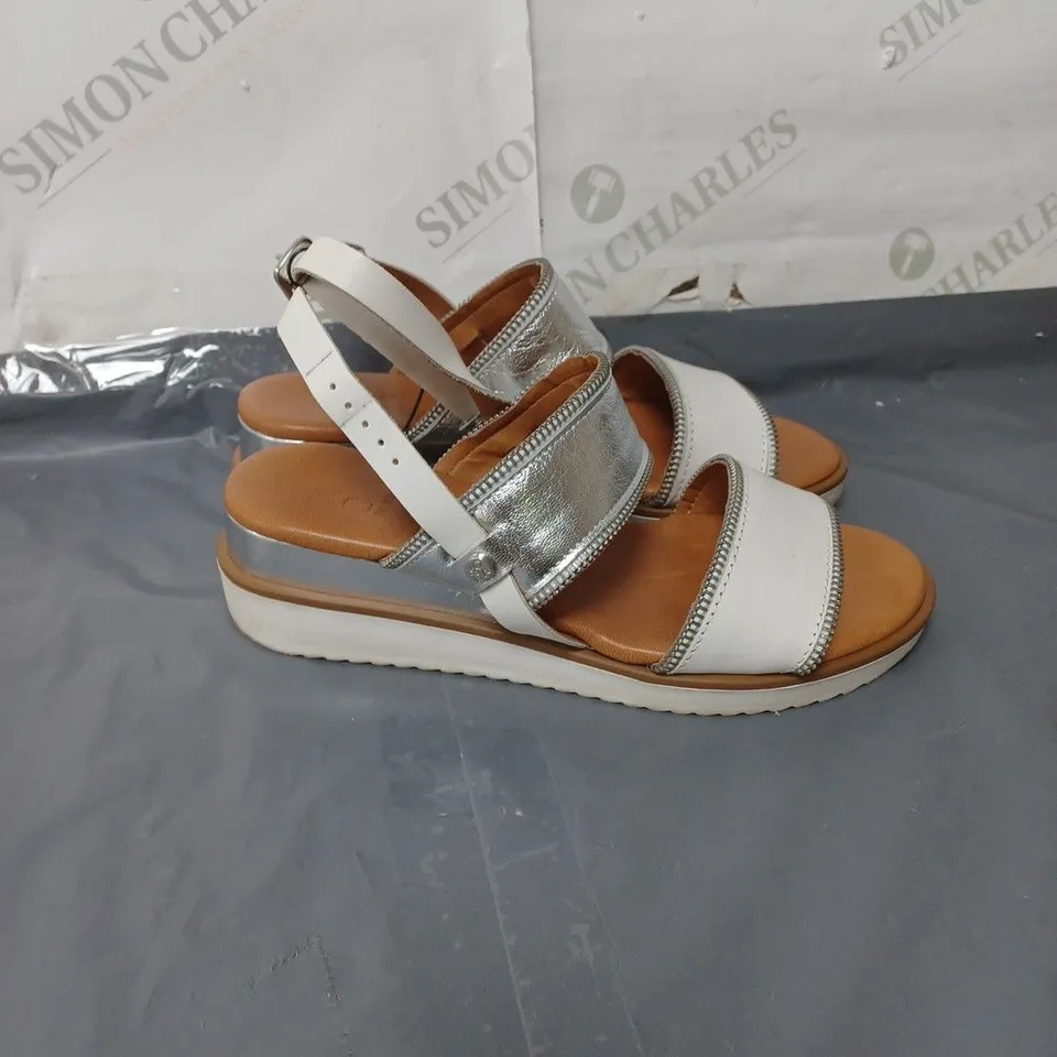 MODA IN PELLE LADIES SLIDERS WHITE AND SILVER SIZE EU 37