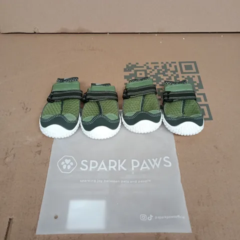 SPARK PAWS PET SHOES – GREEN VELCRO STRAPS, SET OF 4