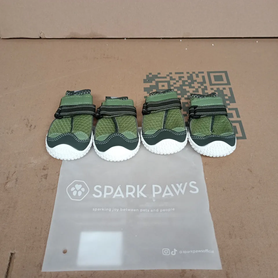 SPARK PAWS PET SHOES – GREEN VELCRO STRAPS, SET OF 4