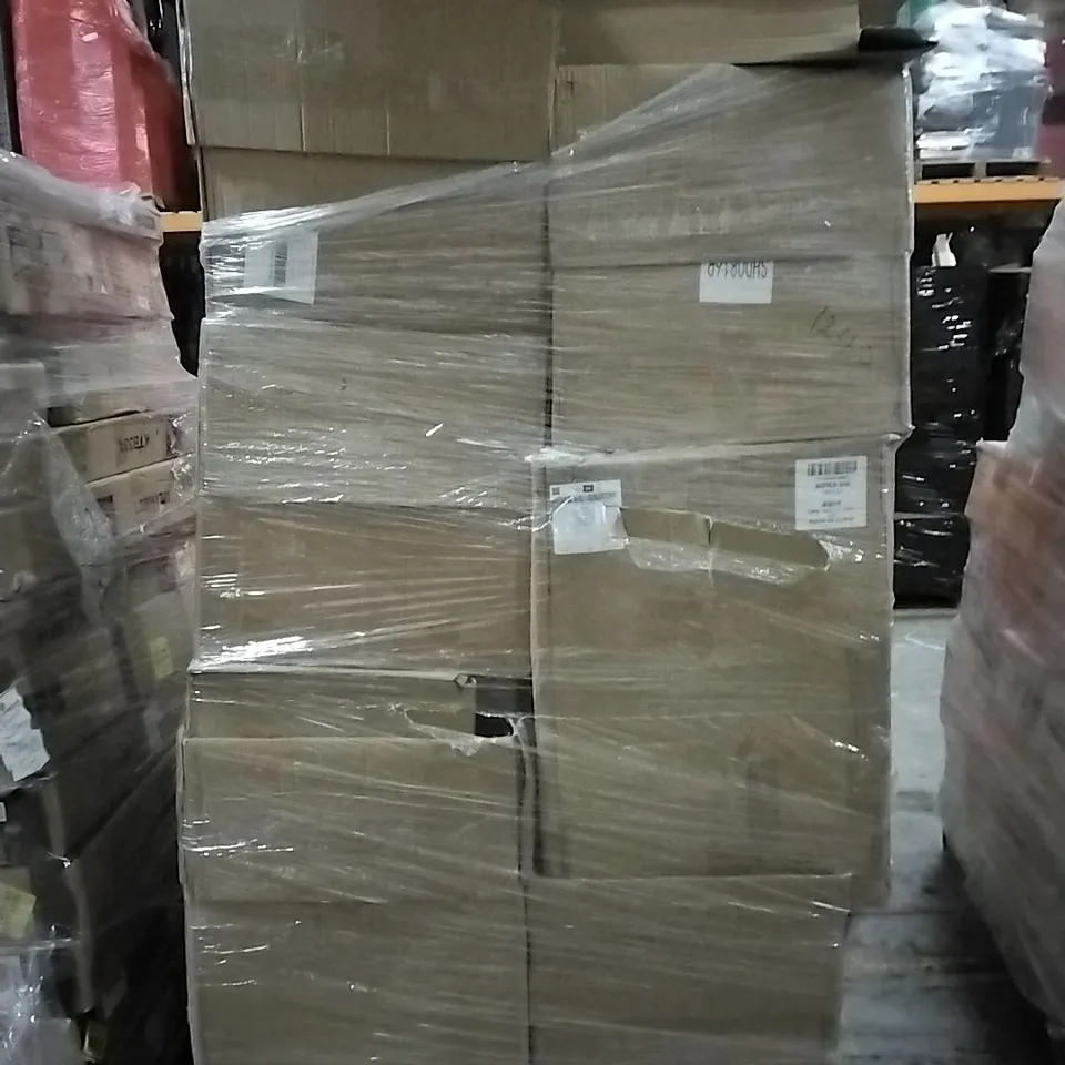 PALLET OF HOUSEHOLD ITEMS TO INCLUDE HALLOWEEN WREATHS, MAILBOX,CORNER BRACKET AND OTHER ASSORTED ITEMS...