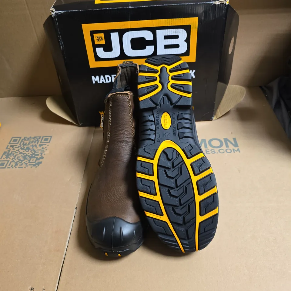 JCB WORK BOOTS – BROWN LEATHER SAFETY BOOTS - UK SIZE 12