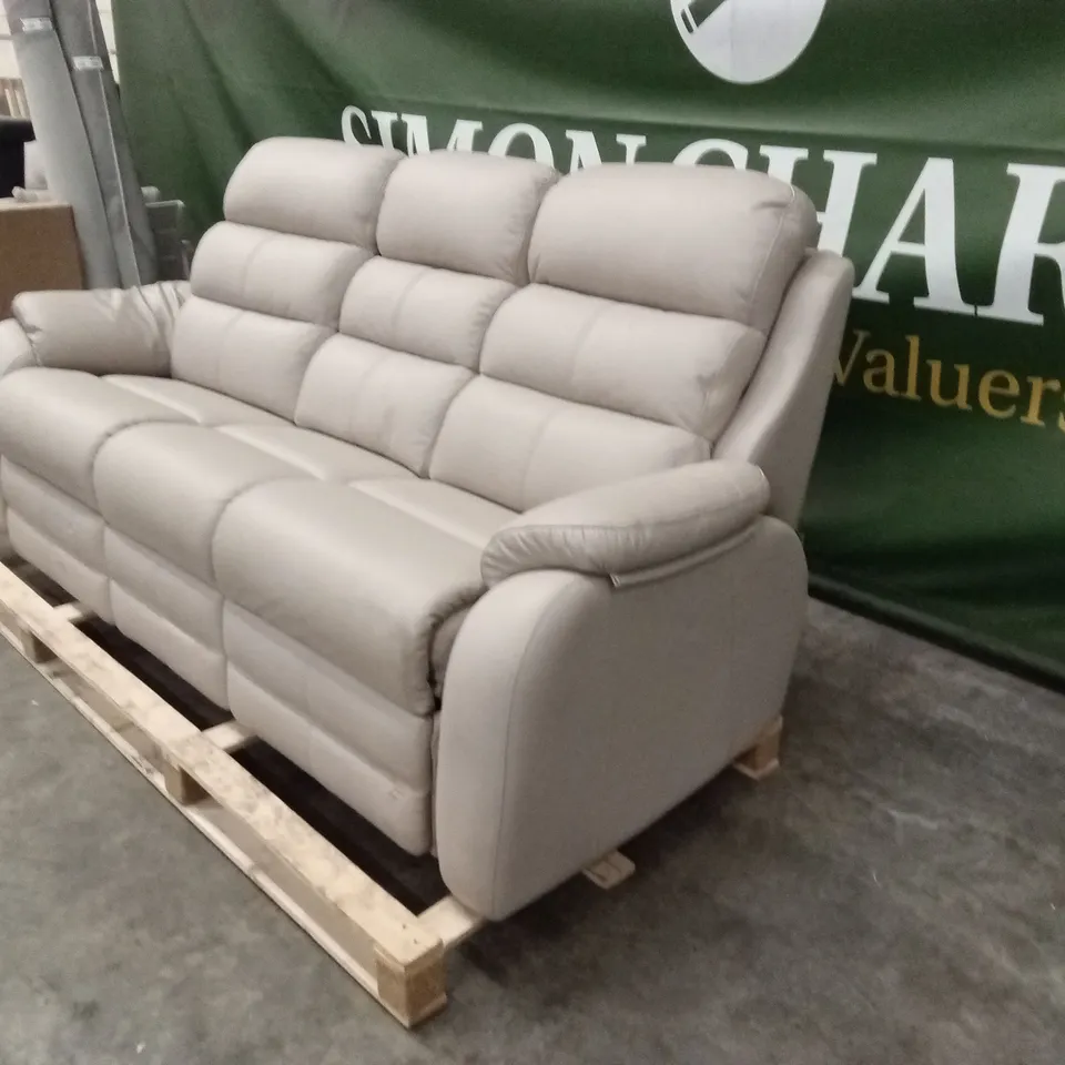 QUALITY DESIGNER 3 SEATER LEATHER SOFA - CREAM