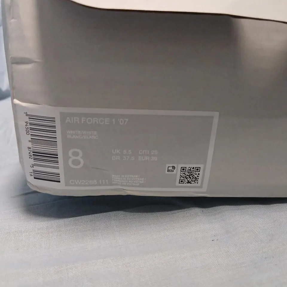NIKE AIR FORCE 1 '07 WHITE SNEAKERS – UK 5.5 (US 8, EU 38)