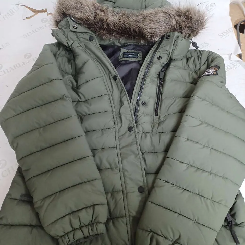 SUPERDRY LIGHT KHAKI PADDED JACKET - UK 16