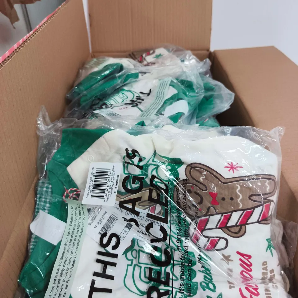 BOX OF APPROXIMATELY 30 ASSORTED CLOTHING ITEMS TO INCLUDE CLAUDIA HALTER TUBE TOP, ALL DAY TUBE TOP, BABY PJ SET ETC
