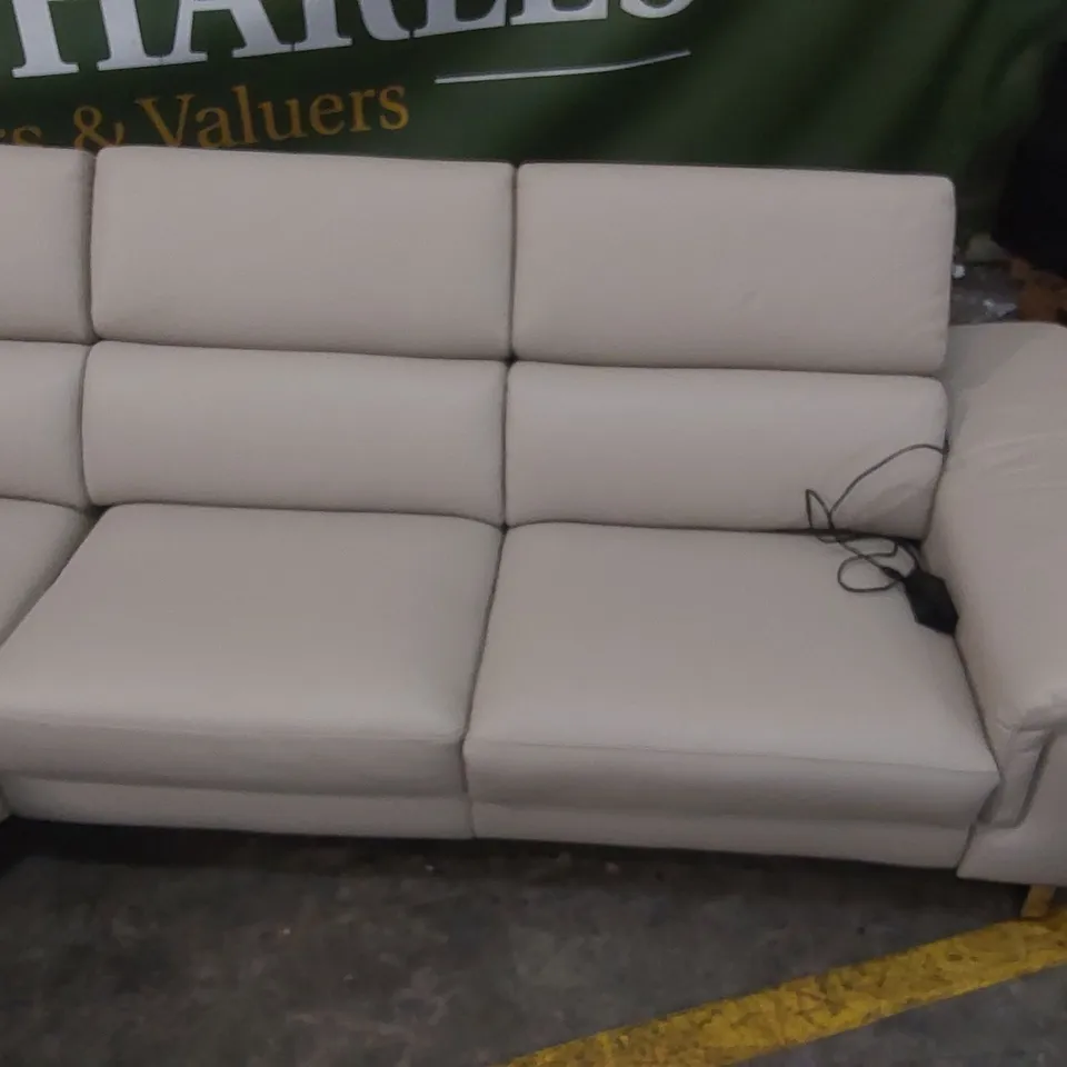 QUALITY DESIGNER ITALIAN MADE LEATHER 4 SEATER ELECTRIC RECLINER CORNER SOFA IN CAPPUCCINO