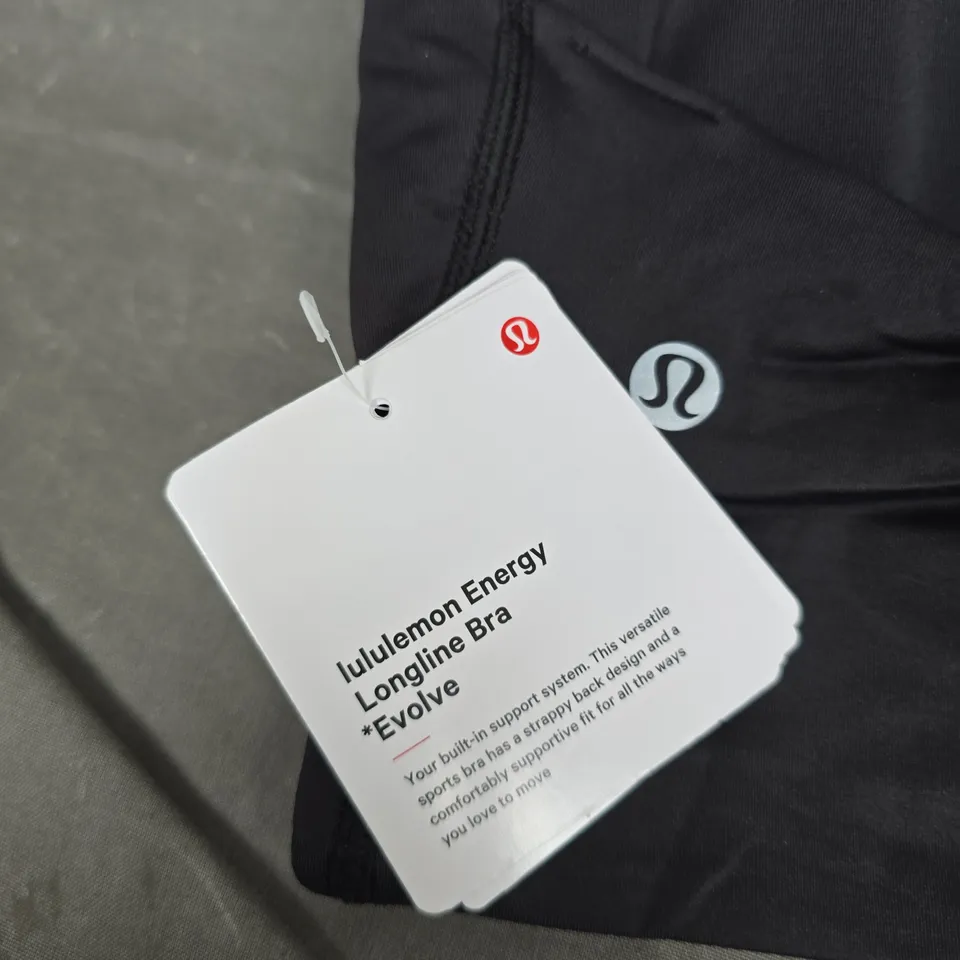 LULULEMON ENERGY LONGLINE BRA EVOLVE IN BLACK - SMALL
