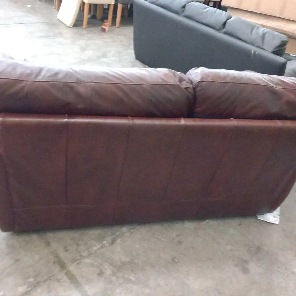 DESIGNER BROWN LEATHER THREE SEATER SOFA