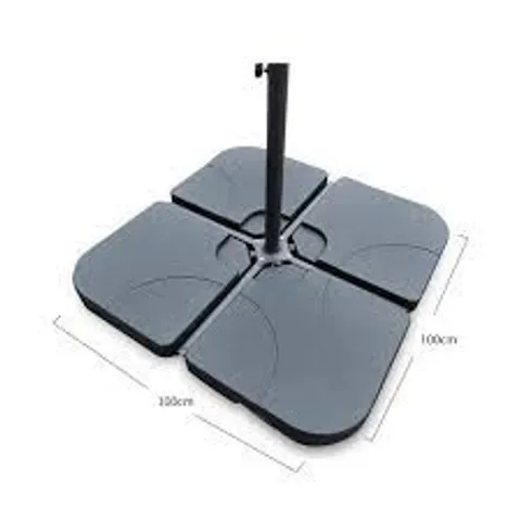 BOXED LAURA JAMES 80KG QUARTERED PLASTIC PARASOL BASE - BLACK (1 BOX)