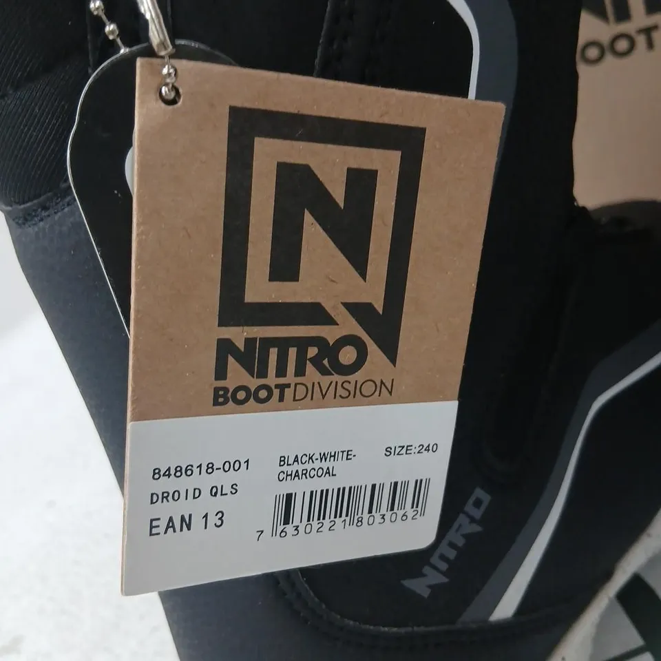 NITRO DROID QLS SNOWBOARD BOOTS - UK 5 (US 6.0, EU 37 1/3) BLACK/WHITE/CHARCOAL