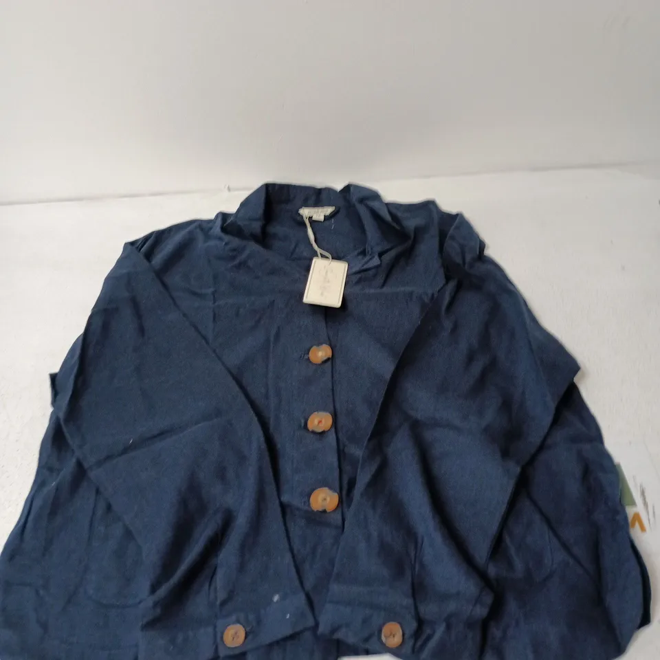 CHARLOTTE WEST WOMEN'S LONG SLEEVE SHIRT- NAVY, UK SIZE 14