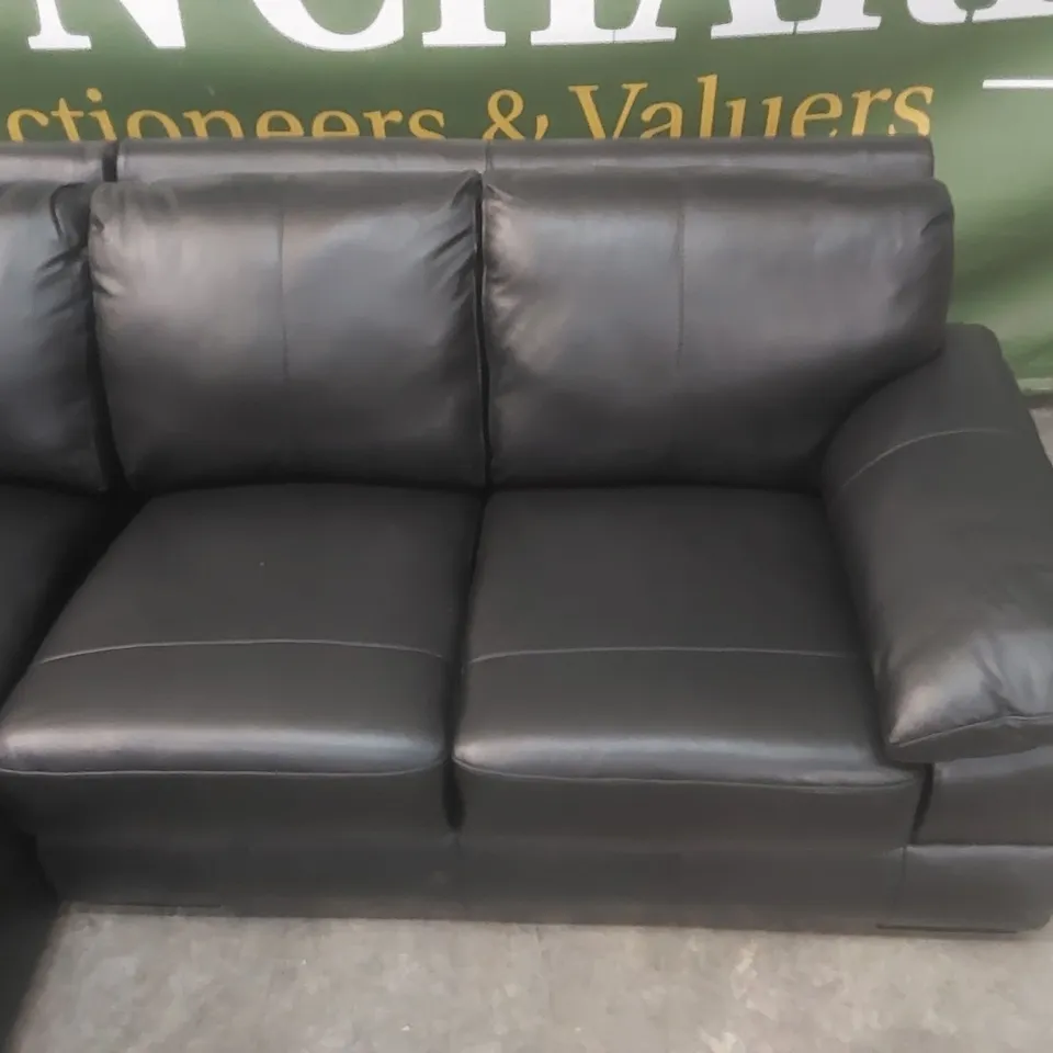 QUALITY DESIGNER MARLOW ITALIAN LEATHER LEFT HAND CORNER CHAISE