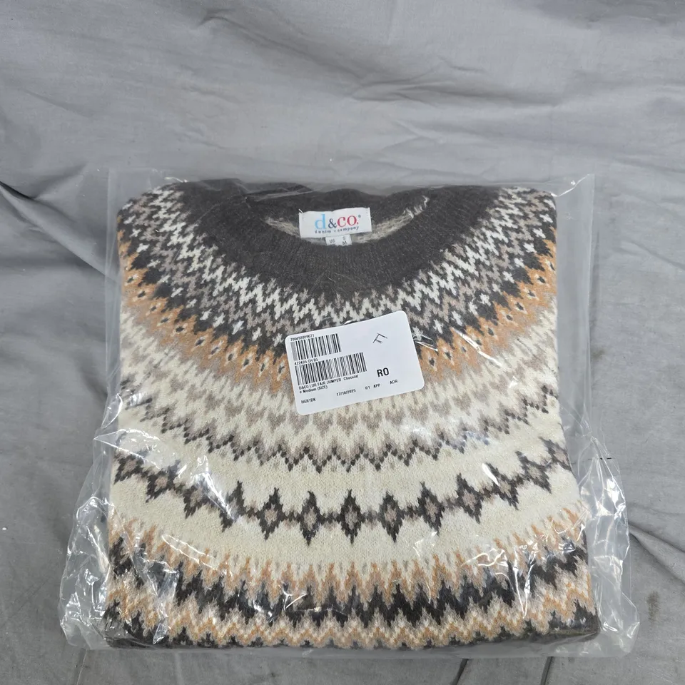 DENIM & CO. LUREX FAIR ISLE JUMPER - M