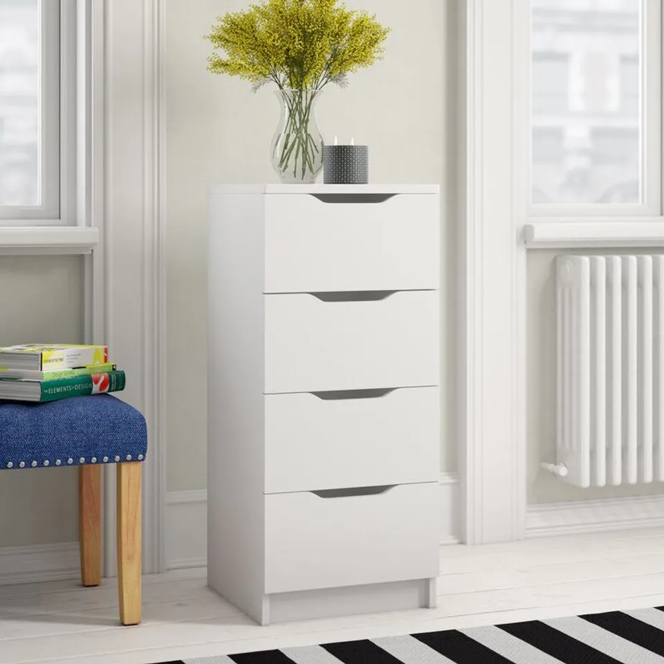 BOXED TERI 4 DRAWER CHEST - WHITE