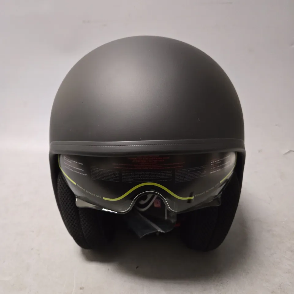 BOXED PREMIER VINTAGE BLACK HELMET WITH PULL DOWN VISOR - SIZE M