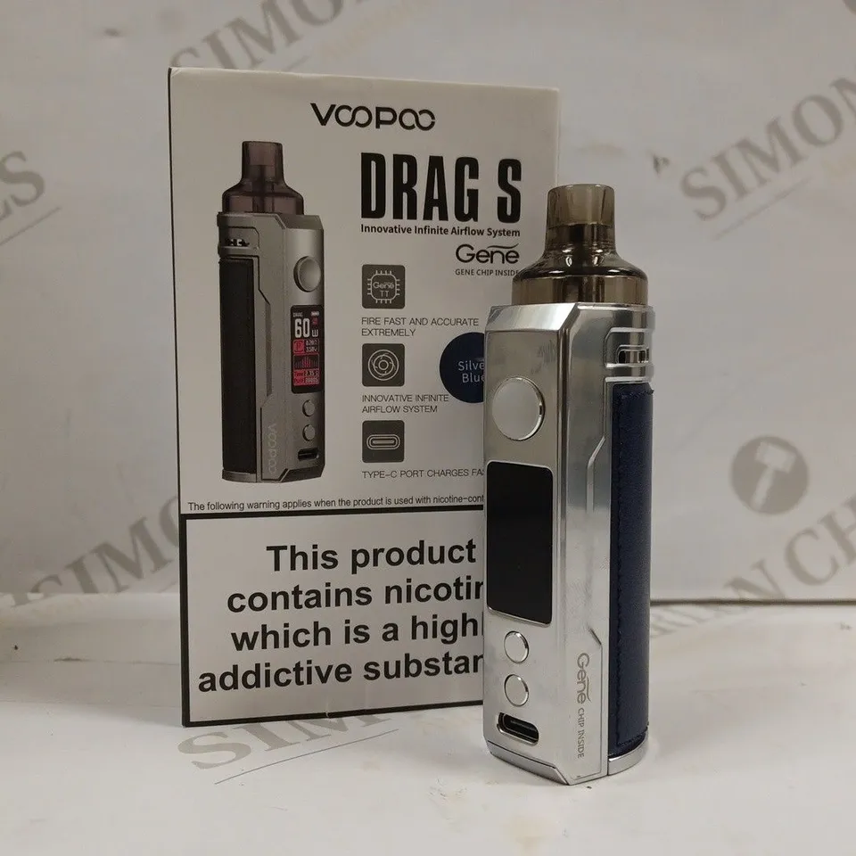 BOXED VOOPOO DRAG S GENE VAPE SYSTEM - SILVER BLUE 