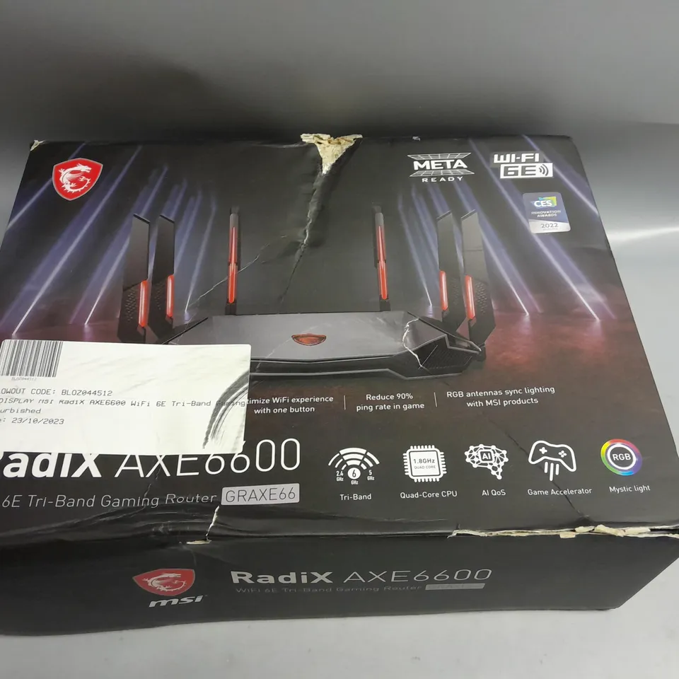 BOXED RADIX AXE6600 WIFI 6E TRI-BAND GAMING ROUTER 