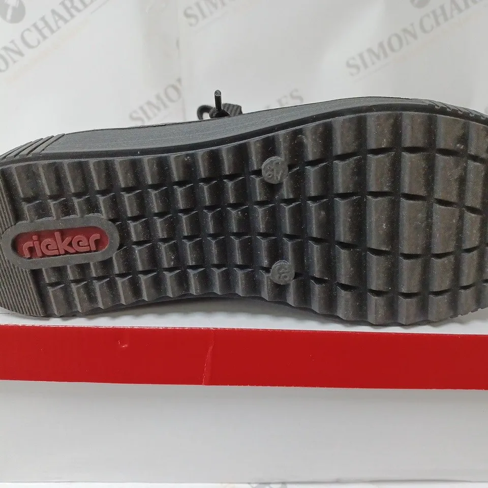 RIEKER TRAINER BOOT SIDE ZIP BLACK PATENT MULTI COLOURED - SIZE UK 6