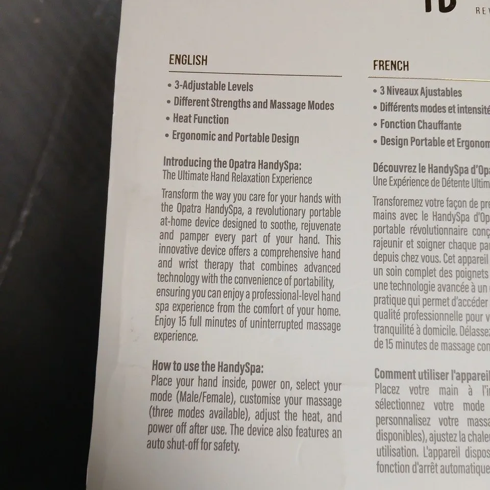 BOXED OPATRA HANDYSPA DEVICE