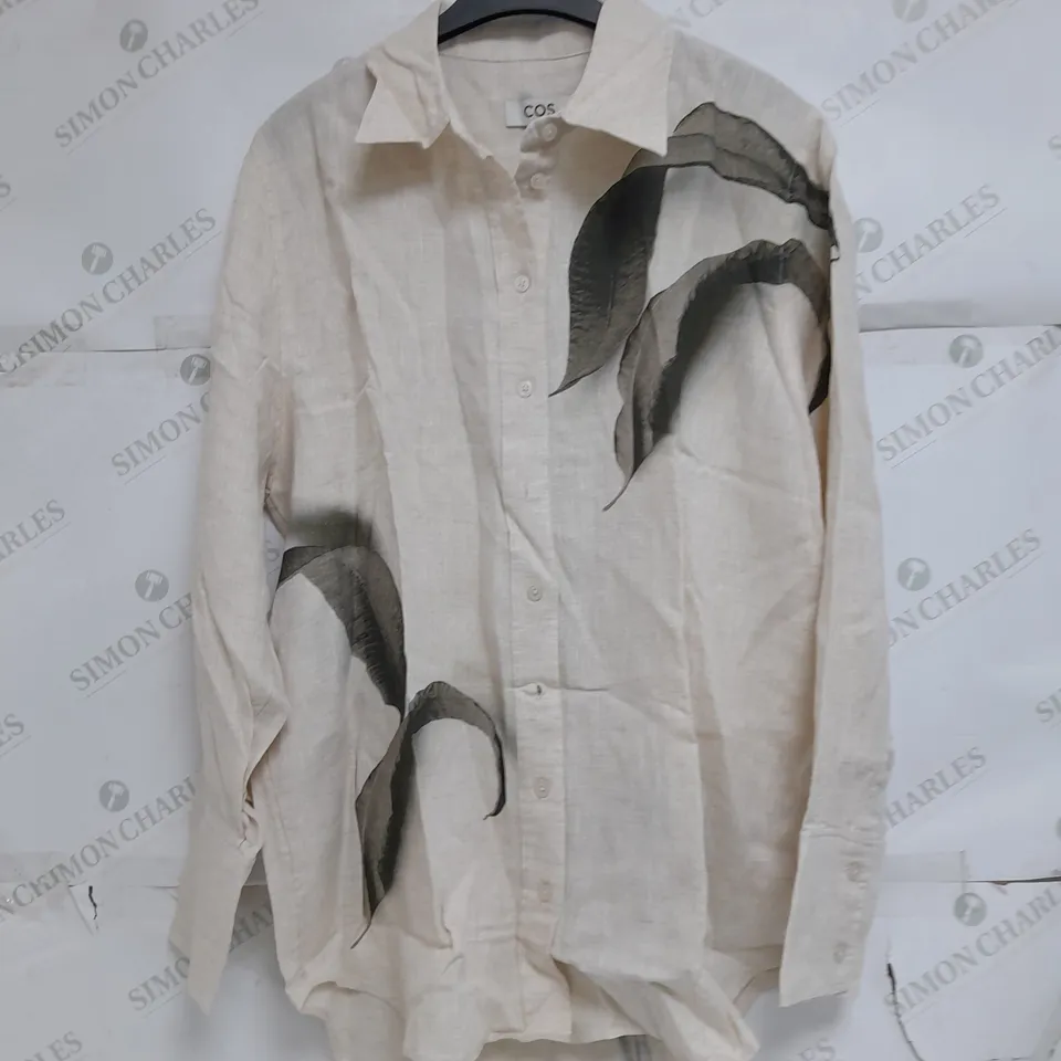 COS UK 10 LINEN TAN SHIRT 