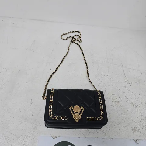 VALENTINO ORLANDI BLACK QUILTED LEATHER HANDBAG WITH GOLD CHAIN