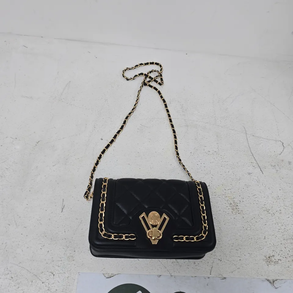VALENTINO ORLANDI BLACK QUILTED LEATHER HANDBAG WITH GOLD CHAIN