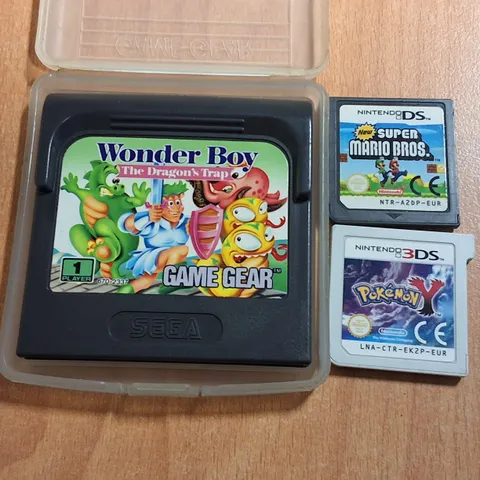 LOT OF 3 UNBOXED HANDHELD GAMES TO INCLUDE WONDER HOW FOR GAME GEAR, POKEMON Y FOR 3DS AND SUPER MARIO FOR DS