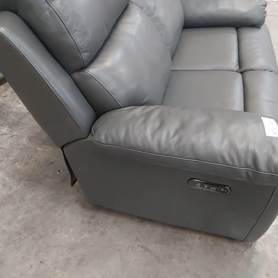 DESIGNER POWER RECLINING TWO SEATER SOFA CHARCOAL LEATHER 