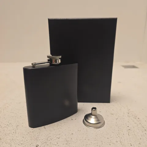 5 X 6OZ MATT BLACK HIP FLASKS WITH GIFT BOXES