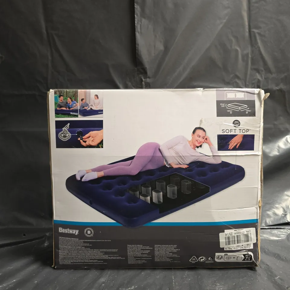BESTWAY SOFT TOP INFLATABLE AIR MATTRESS – 1.91M X 1.37M X 22CM 